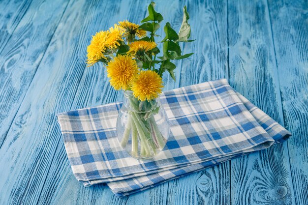 Spring breakfast with dandelion flowers