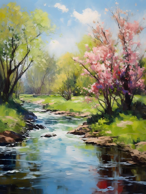 Spring California Oil painting in impressionism style