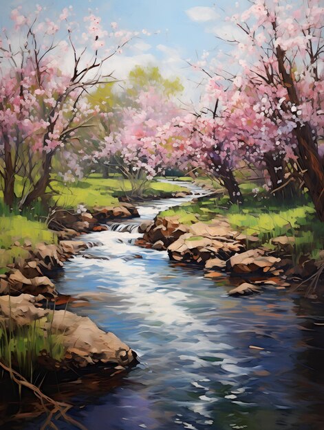 Spring California Oil painting in impressionism style