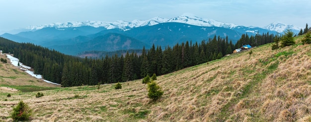 Spring Carpathian mountains