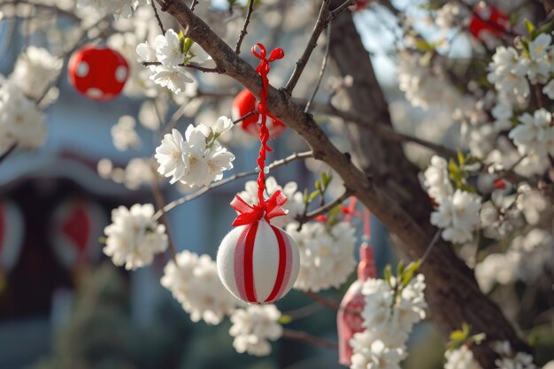 Spring celebration with red and white martisor