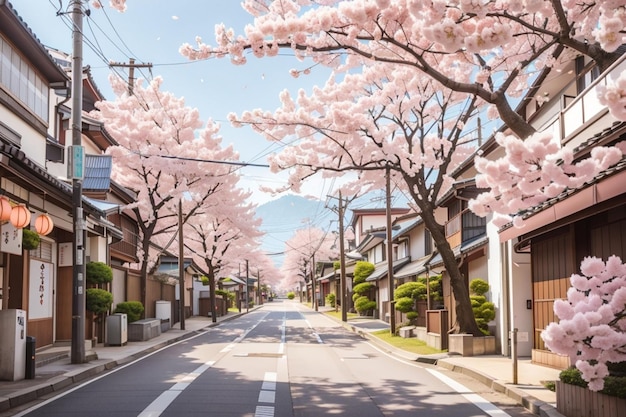 Spring cherry blossom background in Japan AI Generated