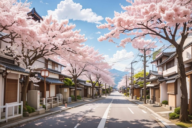 Spring cherry blossom background in Japan AI Generated