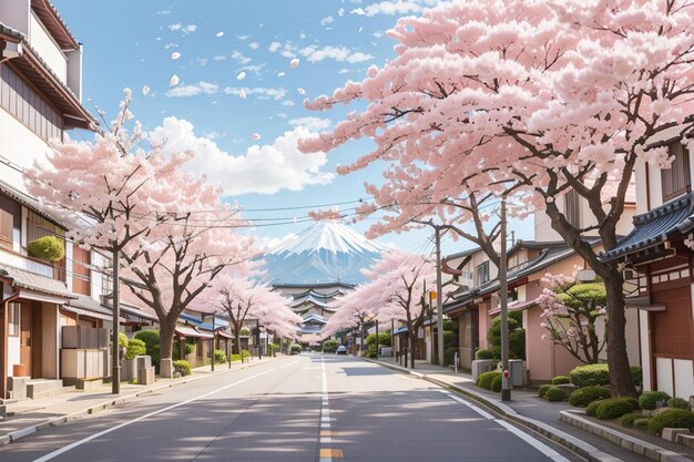 Spring cherry blossom background in Japan AI Generated