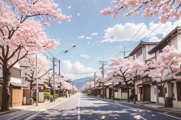 Spring cherry blossom background in Japan AI Generated