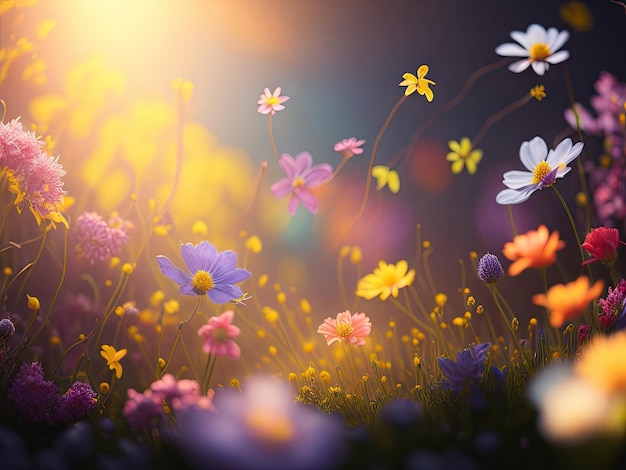 Spring colorful flower background ai generative