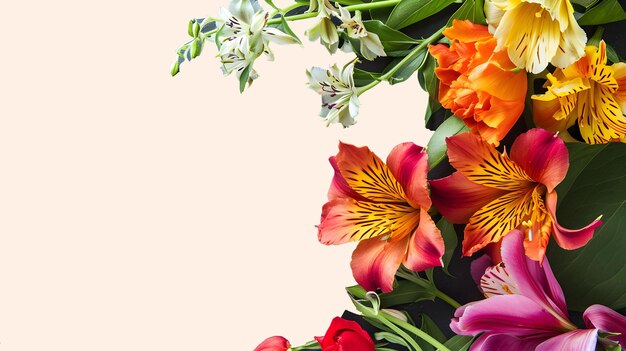 Foto concept primaverile con ardesia e fiori colorati sullo sfondo