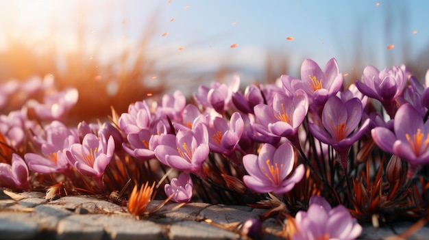 Spring Crocus Flower Clearing Delicate Purple HD Background Wallpaper Desktop Wallpaper