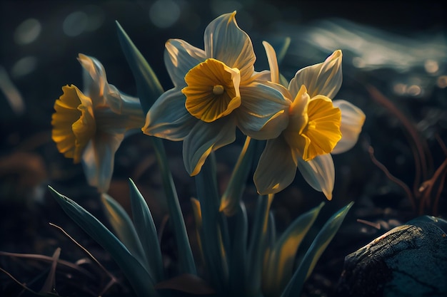 Spring daffodil flowersgenerative ai