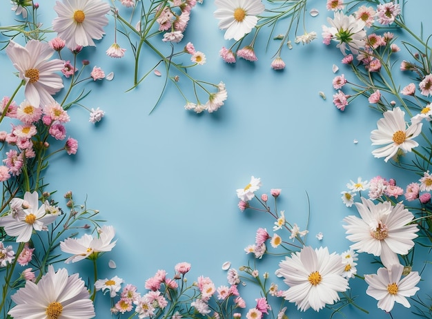 春の<unk>花は 空の青い背景に 魅力的な境界線を描いています