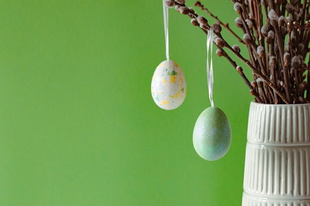 Foto sfondo primavera di pasqua concetto di decorazione di pasqua