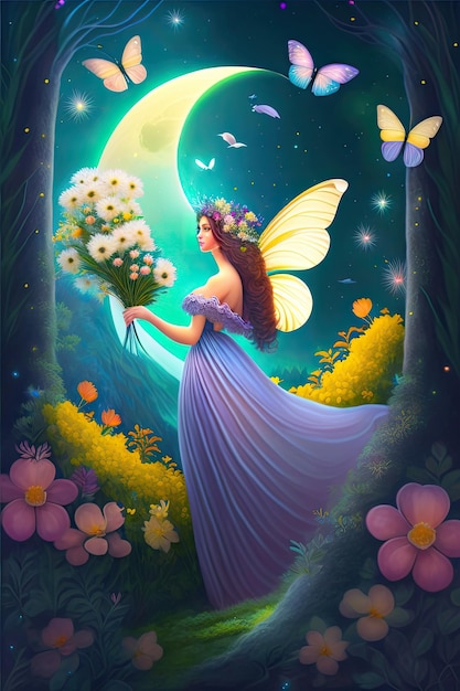 Spring equinox Fantasy fairy woodland creature in the forest