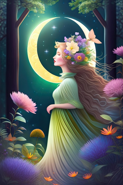 Spring equinox Fantasy fairy woodland creature in the forest