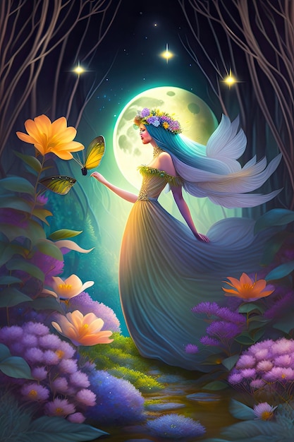 Spring equinox Fantasy fairy woodland creature in the forest