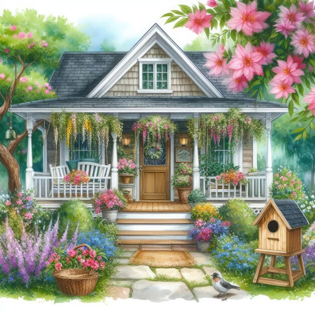 Photo spring fairy pink garden house