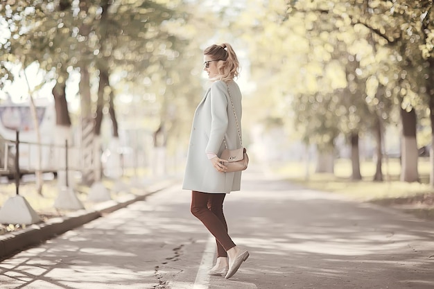 spring, female seasonal portrait / walk happy girl outdoors, spring mood girl