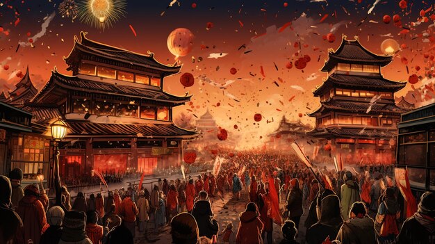 Spring festival koi festival illustration celebrating the year of the tiger new year national tide e