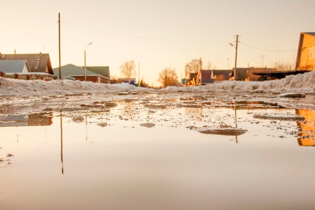 Spring flooding in the village