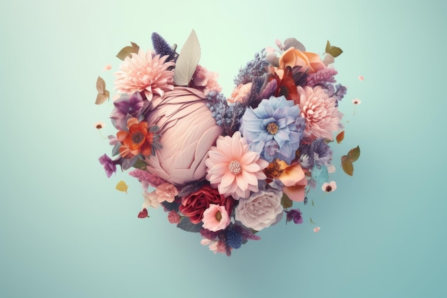 Spring floral 3d heart Generate Ai