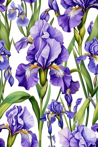 Spring floral background with iris illustration remixed from public domain artworks