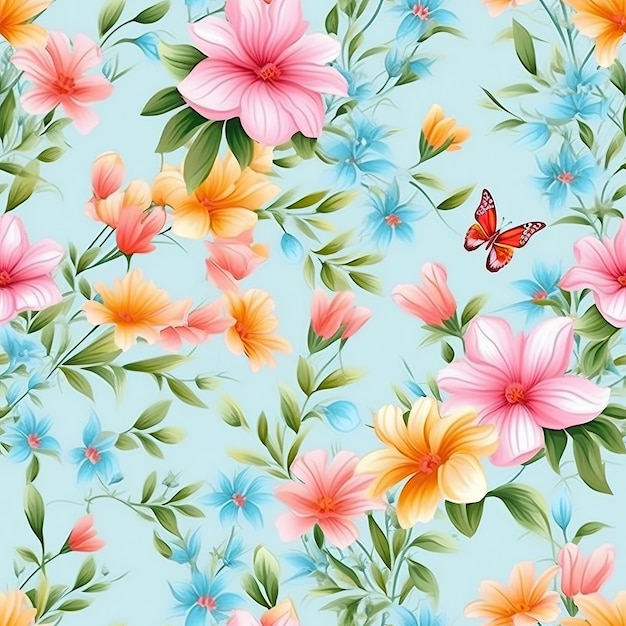 Spring floral design summer seamless abstract pattern vector art ai generated