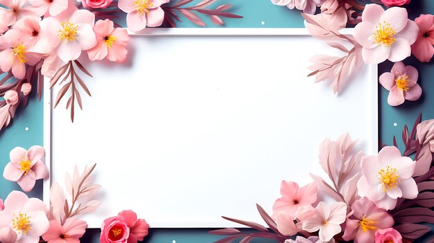 Spring floral frame concept space for text in middle