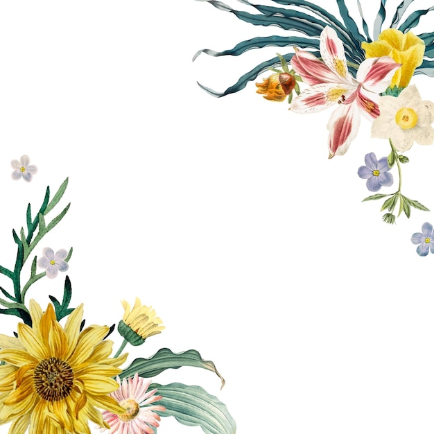 Spring floral png border colorful
