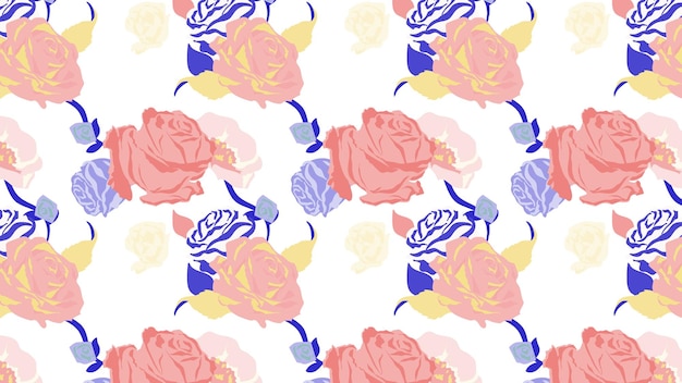 spring floral png pattern with pink roses pastel background