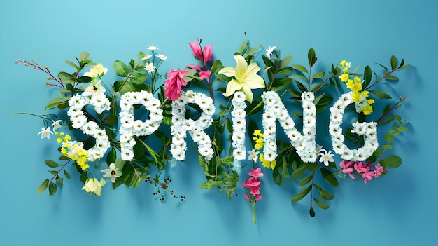 Spring flower background with text for design welcome spring post