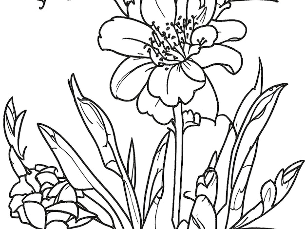 spring flower isolated coloring page for kids generative ai