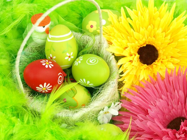 Spring flowers and Easter eggs