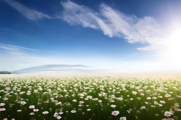 Spring flowers on a field of flowers