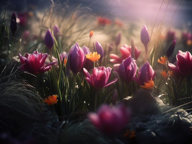 Spring flowers generative ai