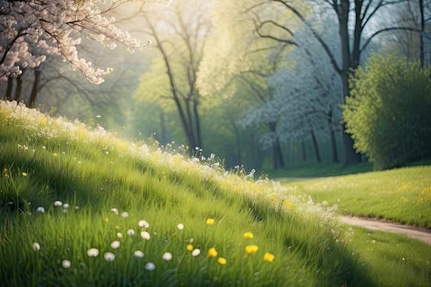 spring flowers on a hill