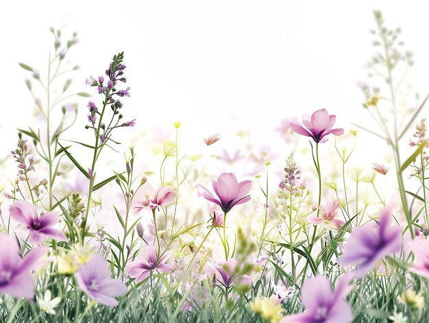 Spring flowers isolated in white background