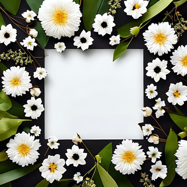 Spring flowers and leaves on white background