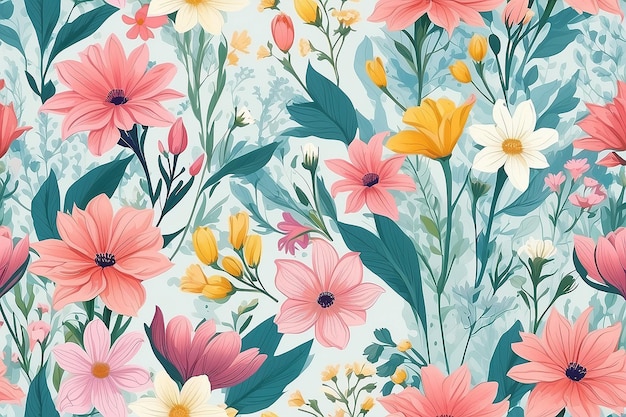 Spring Flowers Natural Background Generative AI