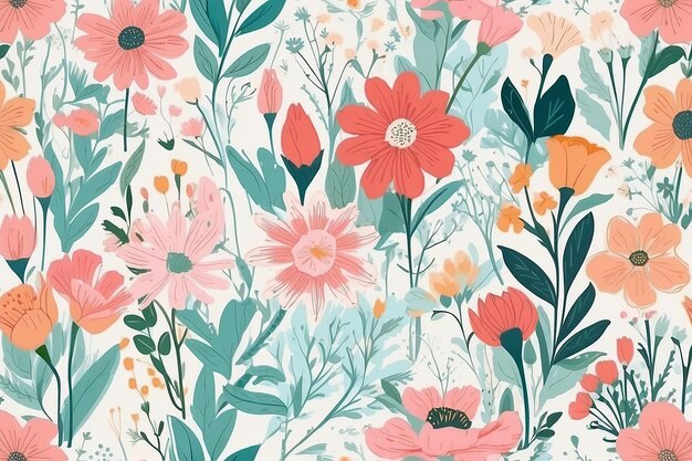 Spring Flowers Natural Background Generative AI