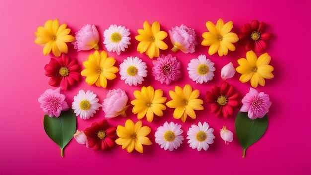 Photo spring flowers on pink background