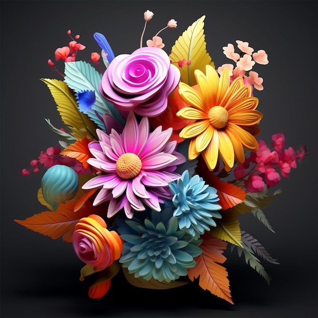 spring flowers realistic 3d