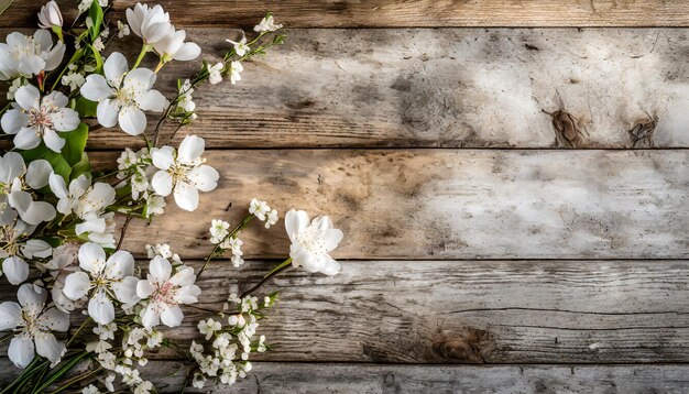 春の花は木製の背景に