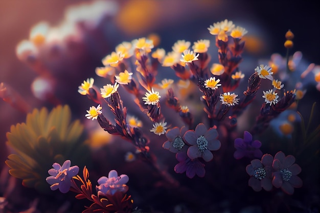 Spring flowers soft bokeh backgroundgenerative ai