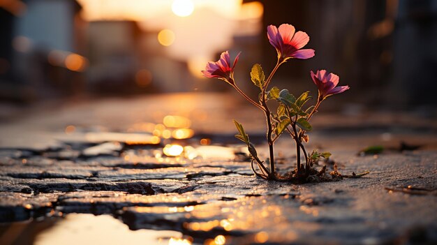 Foto fiori di primavera al tramonto