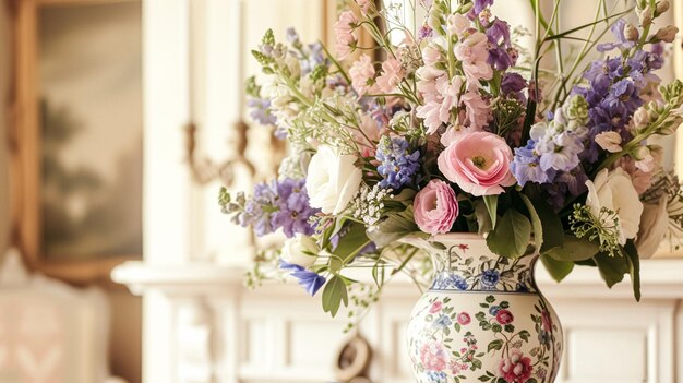 Photo spring flowers in vintage vase beautiful floral arrangement home decor wedding and florist design
