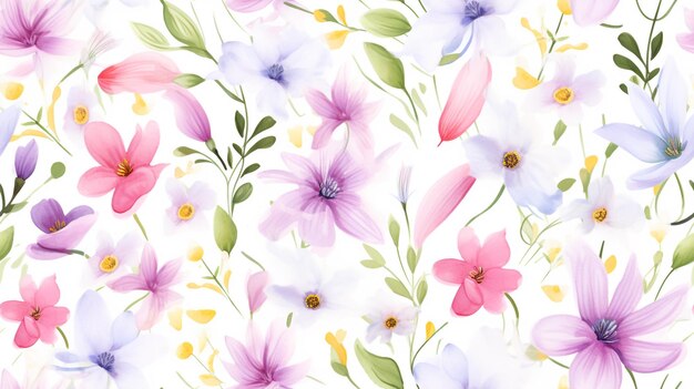 Spring flowers watercolor seamless pattern