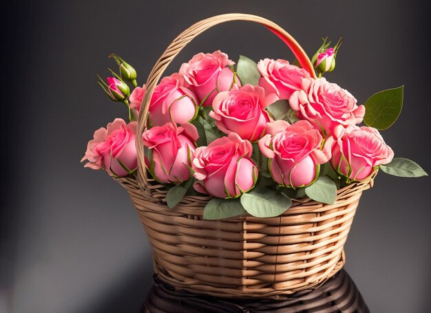 Spring flowers with green leaves in bucket