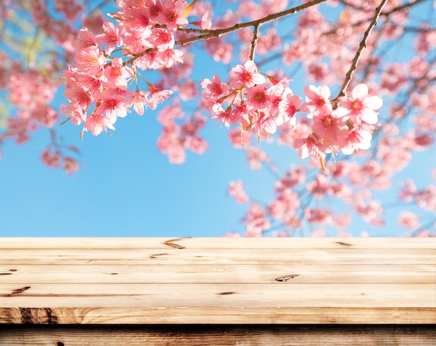 spring flowers on wooden board