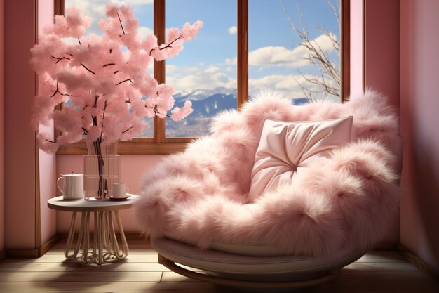 spring_fluffy_chair ai genereerde een superieure afbeelding