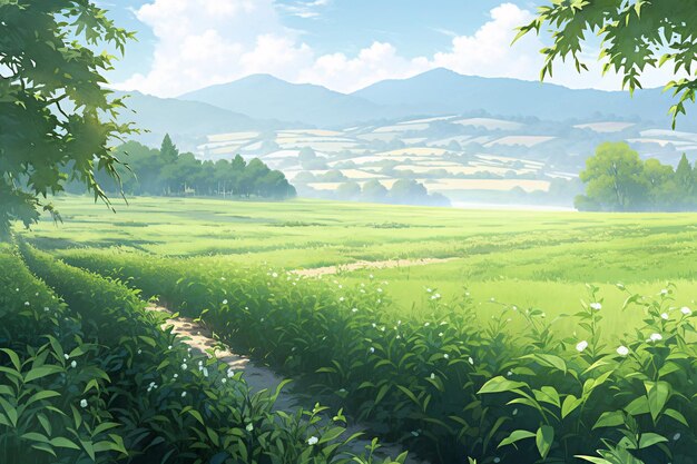 Spring forest scene illustration green jungle background for the Beginning of Spring Festival