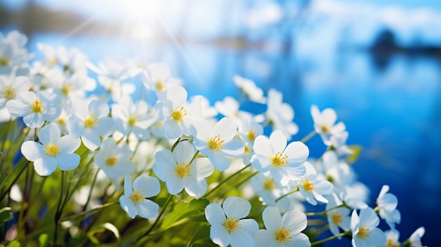 森の春の白い花 麗な日 の プリムローズ